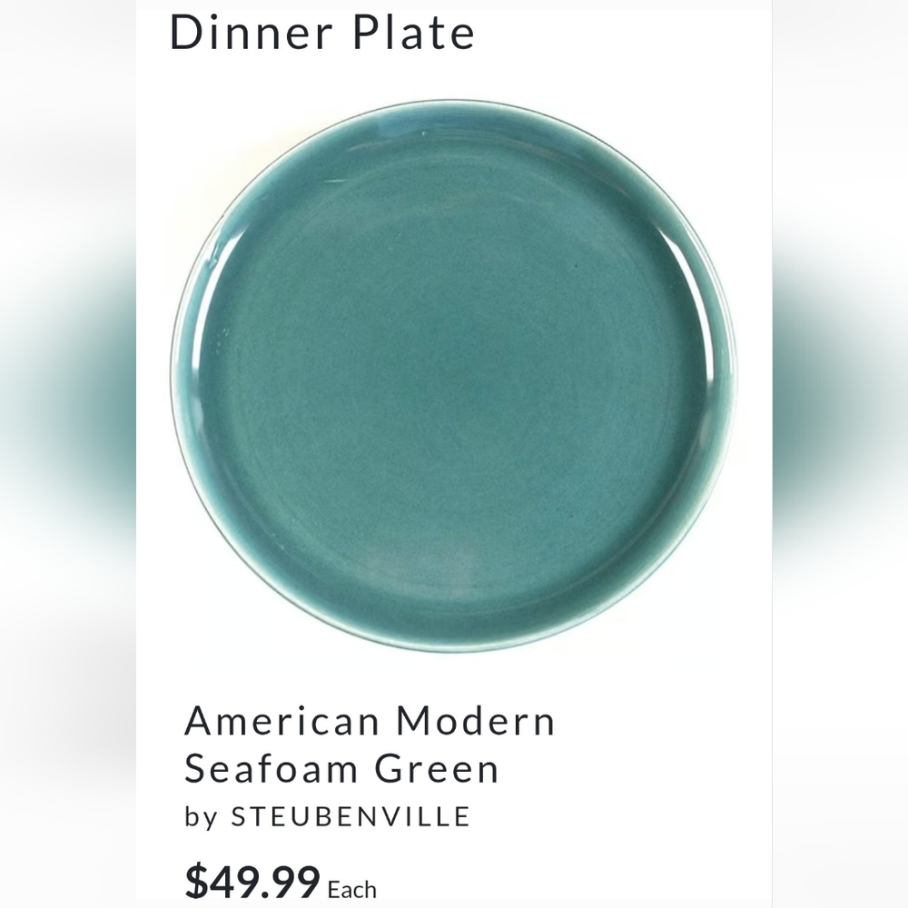 Vntg "American Modern Seafoam" Russel Wright 10" Plate by STEUBENVILLE